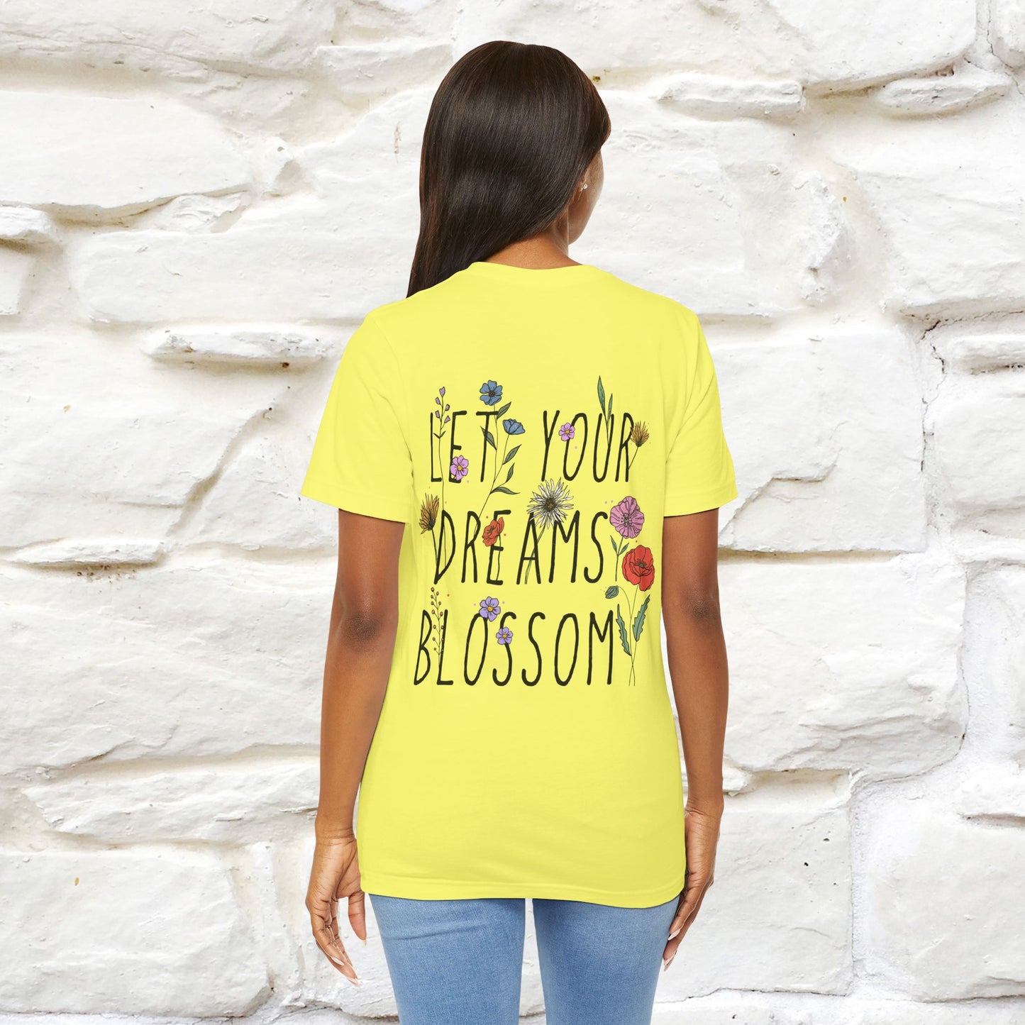 "Let Your Dreams Blossom'' Cat T-Shirt Front and Back Design | Nunu&Miao Studio