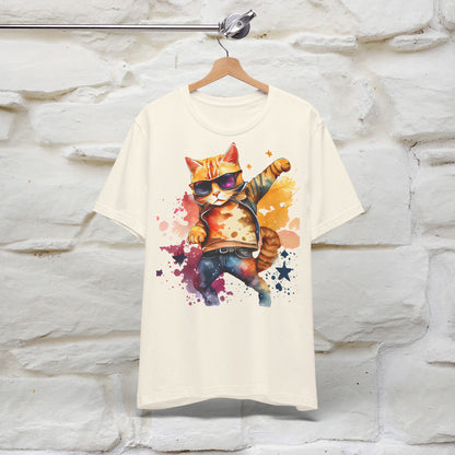 ''Cool Rainbow Cat'' T-shirt for Man 100% Cotton. - Nunu&Miao Studio