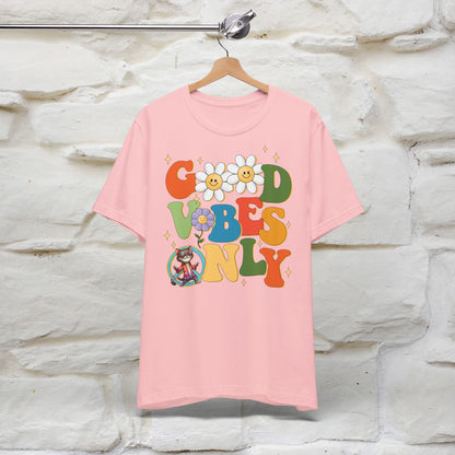 Good Vibes Only Cat T-Shirt for Men & Women | 100% Cotton* Positive Cat Lover Tee