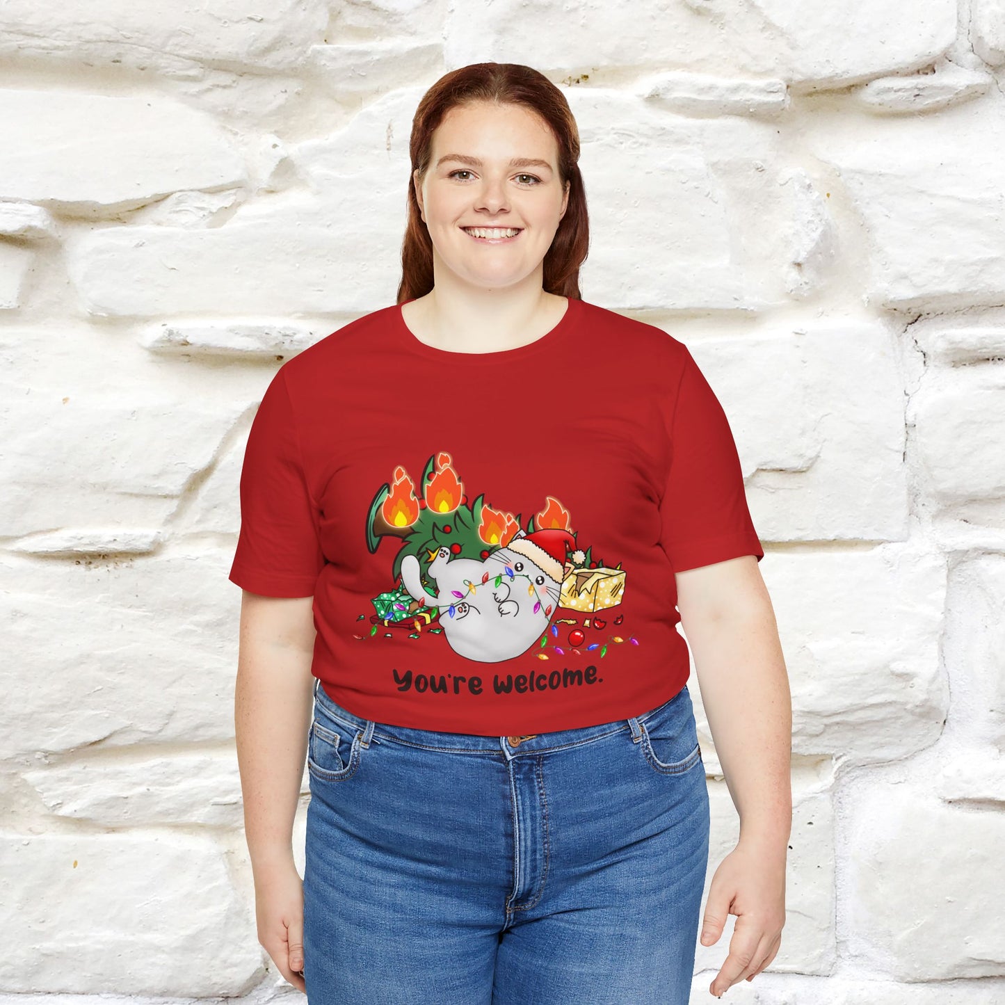 You're Welcome | Sarcastic Cat Christmas Shirt for Men & Women | 100% Cotton*