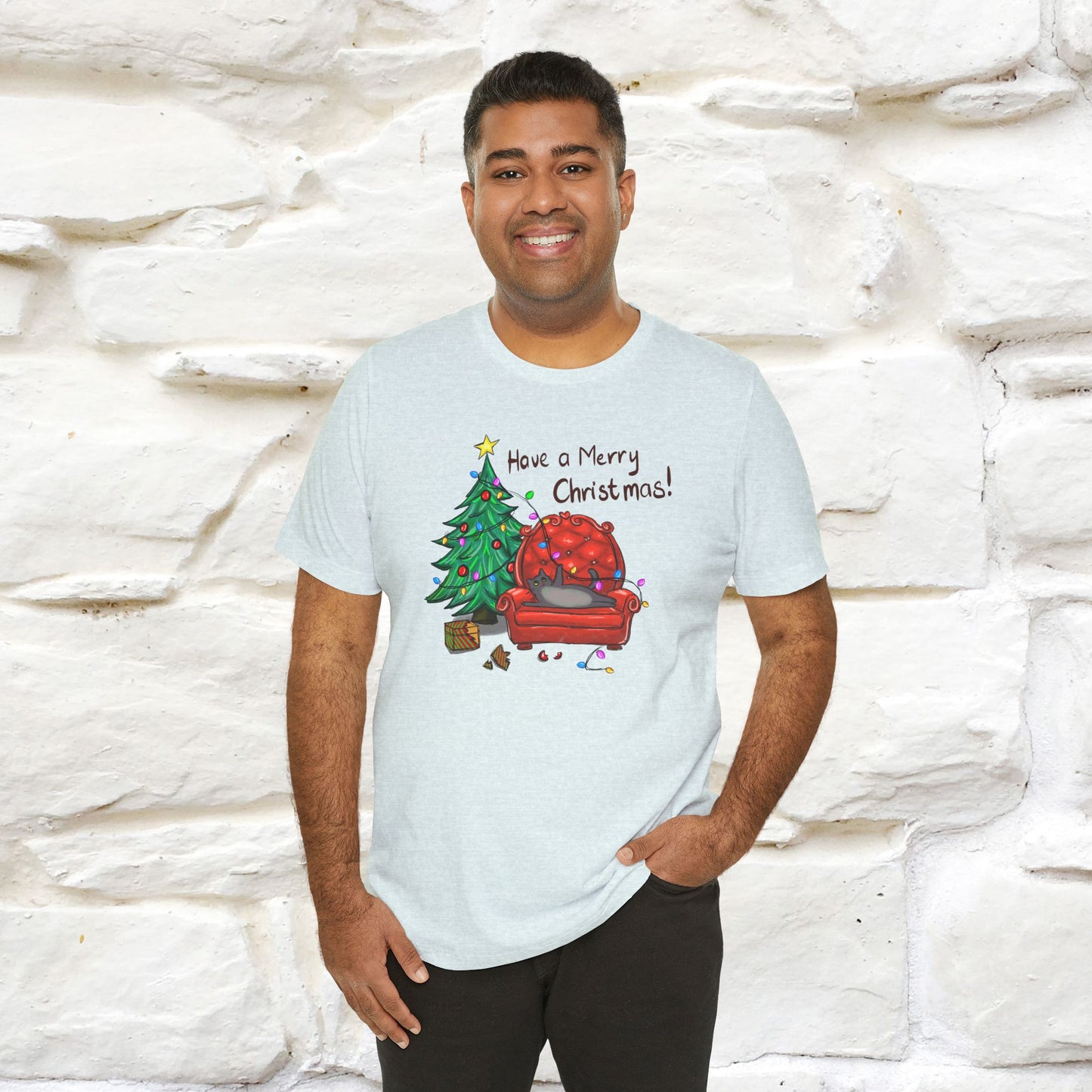 Have a Merry Christmas | Festive Cat Christmas Shirt for Men & Women | 100% Cotton