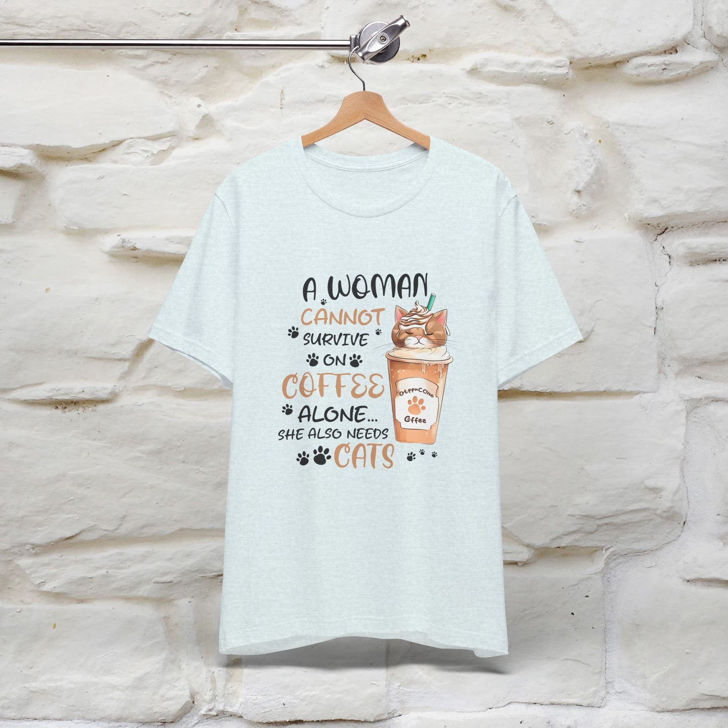 "A Woman Cannot Survive On Coffee Alone... She Also Needs Cats" Cute Cat T-Shirt for Women | 100% Cotton* 🐾