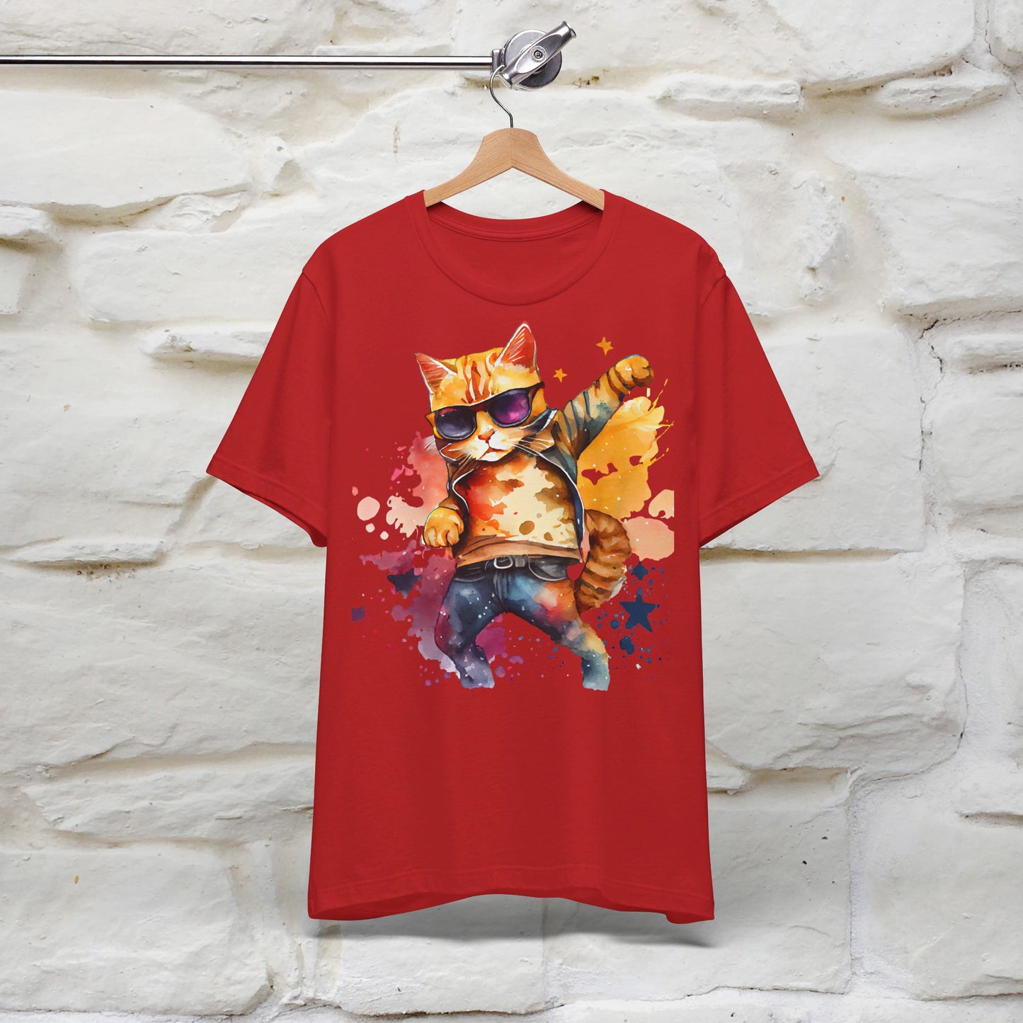 ''Cool Rainbow Cat'' T-shirt for Man 100% Cotton. - Nunu&Miao Studio