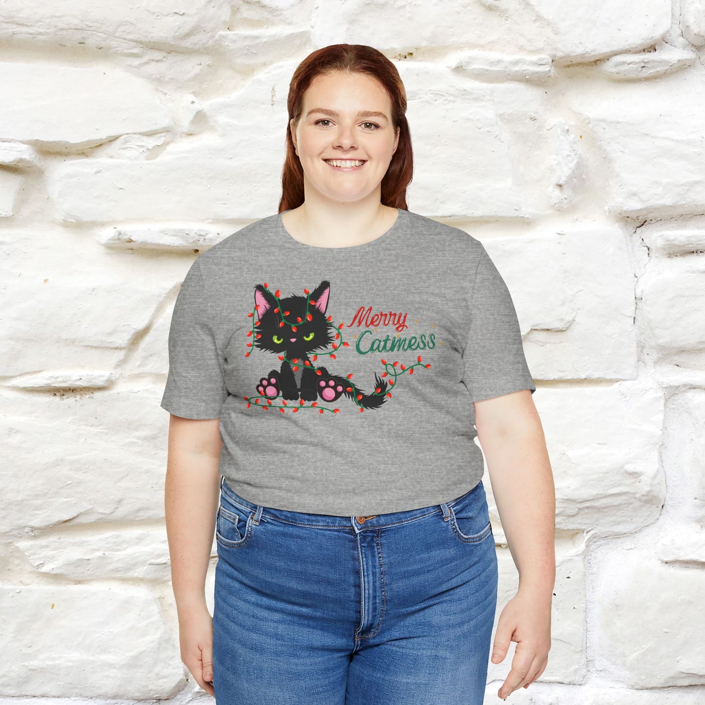 Merry Catmess Cat T-Shirt | Funny Christmas Cat Shirt for Men & Women | 100% Cotton