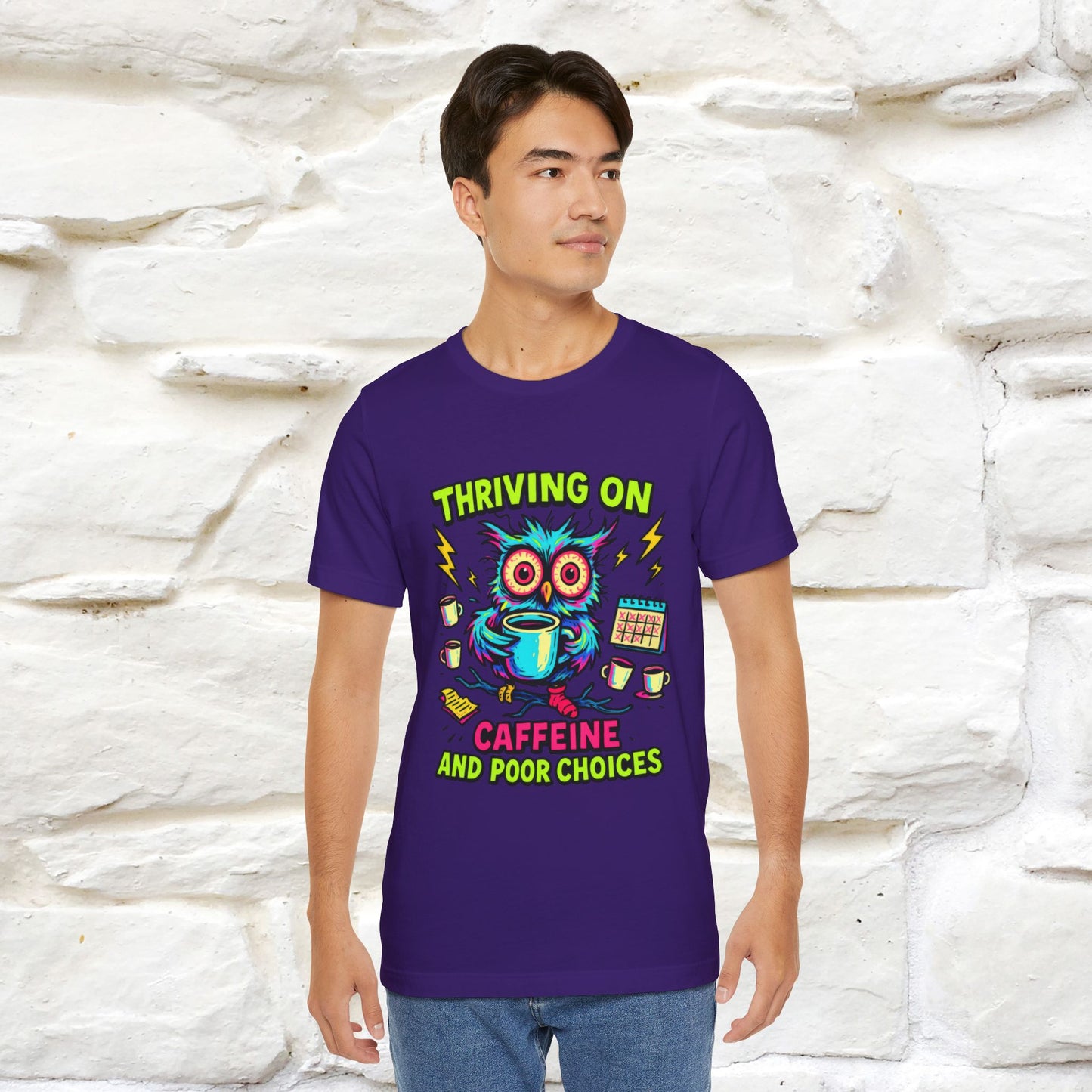 ''Thriving On Caffeine And Poor Choices''|  Sarcastic Cat T-Shirt | Nunu&Miao Studio