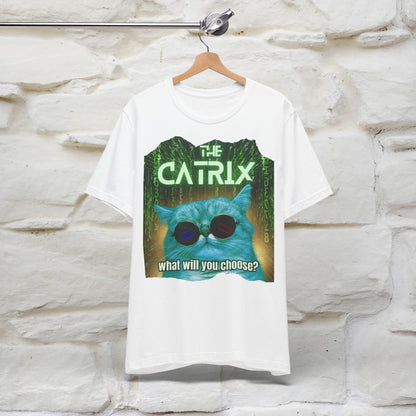 The Catrix: What Will You Choose? Cat T-Shirt for Men & Women | 100% Cotton* Matrix-Inspired Tee