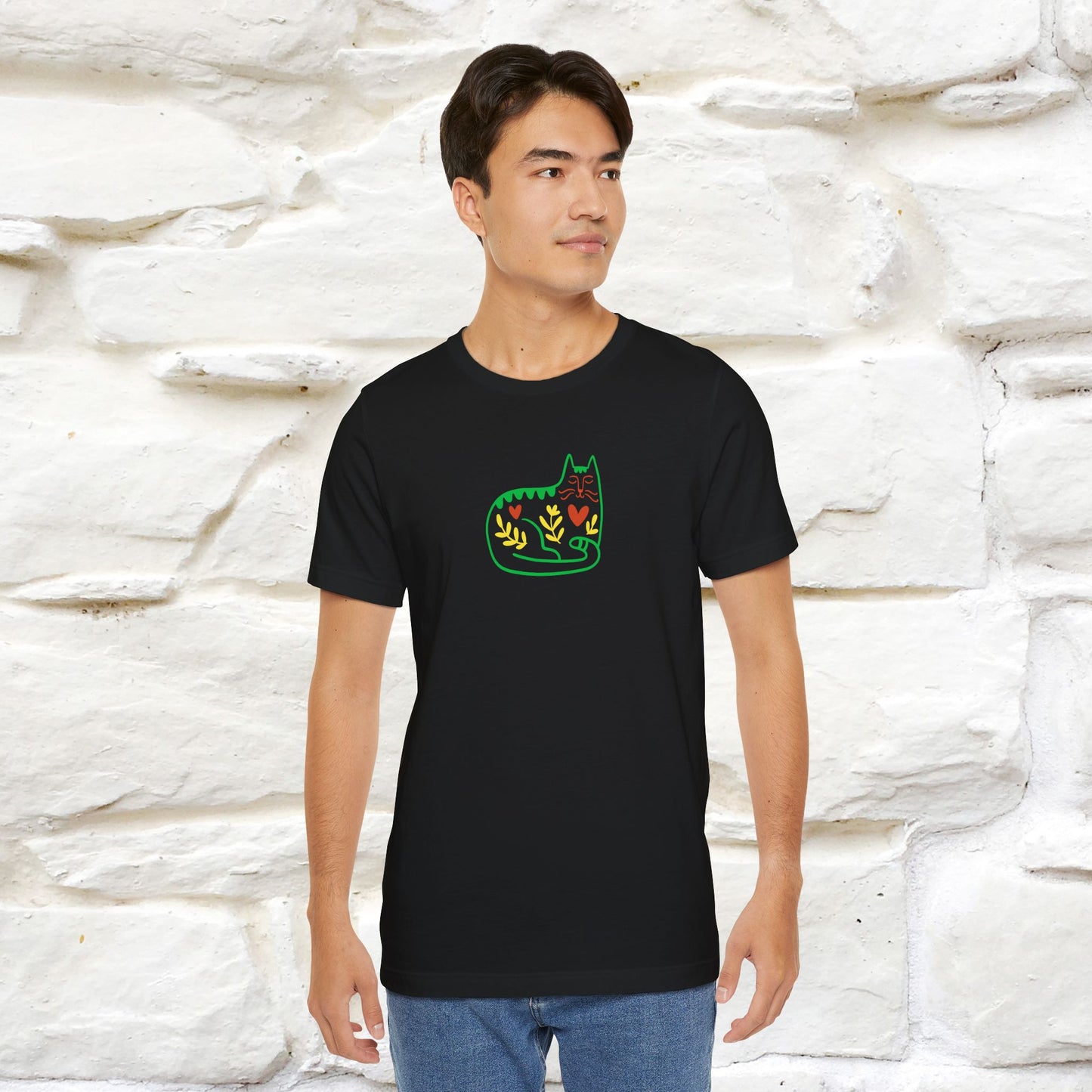 ''Floral Abstract'' Cat T-Shirt Front and Back Design | Nunu&Miao Studio