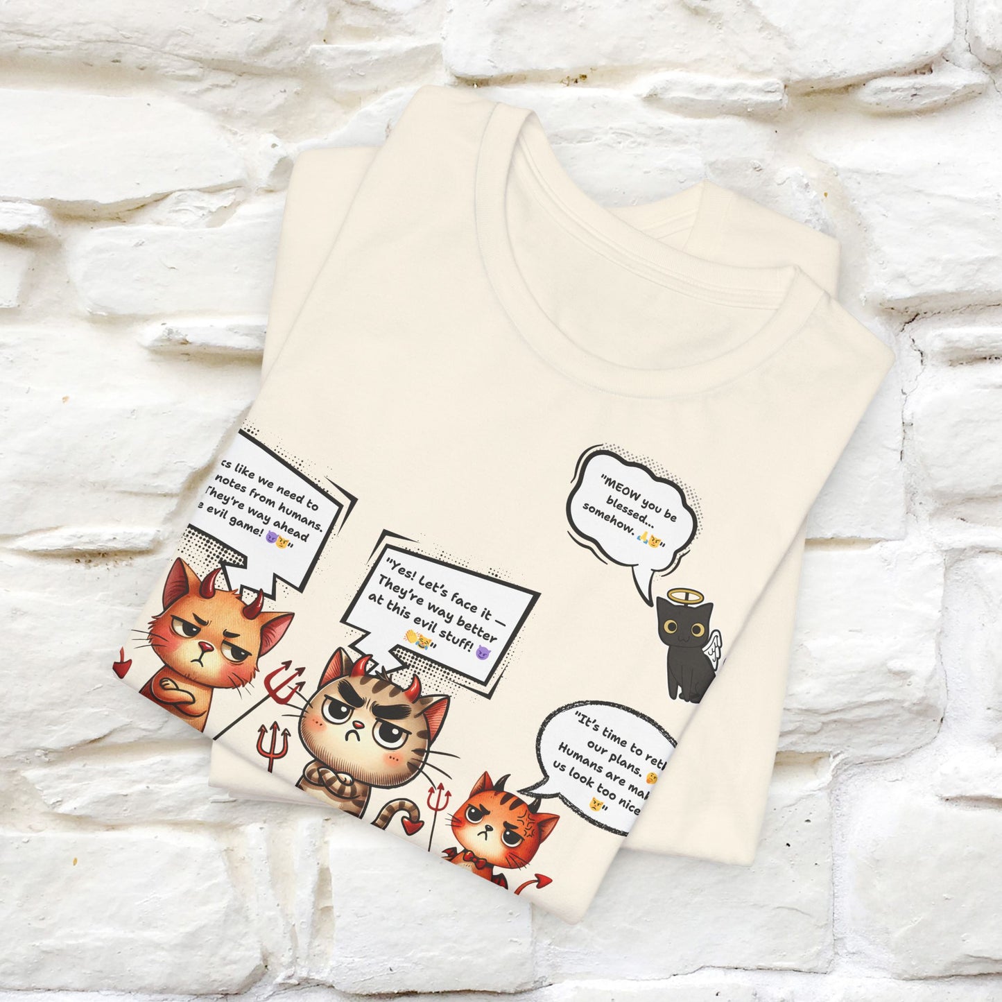 ''Humans Are Way Ahead In The Evil Game! 😈😼'' Unisex Cat T-shirt 100% Cotton*