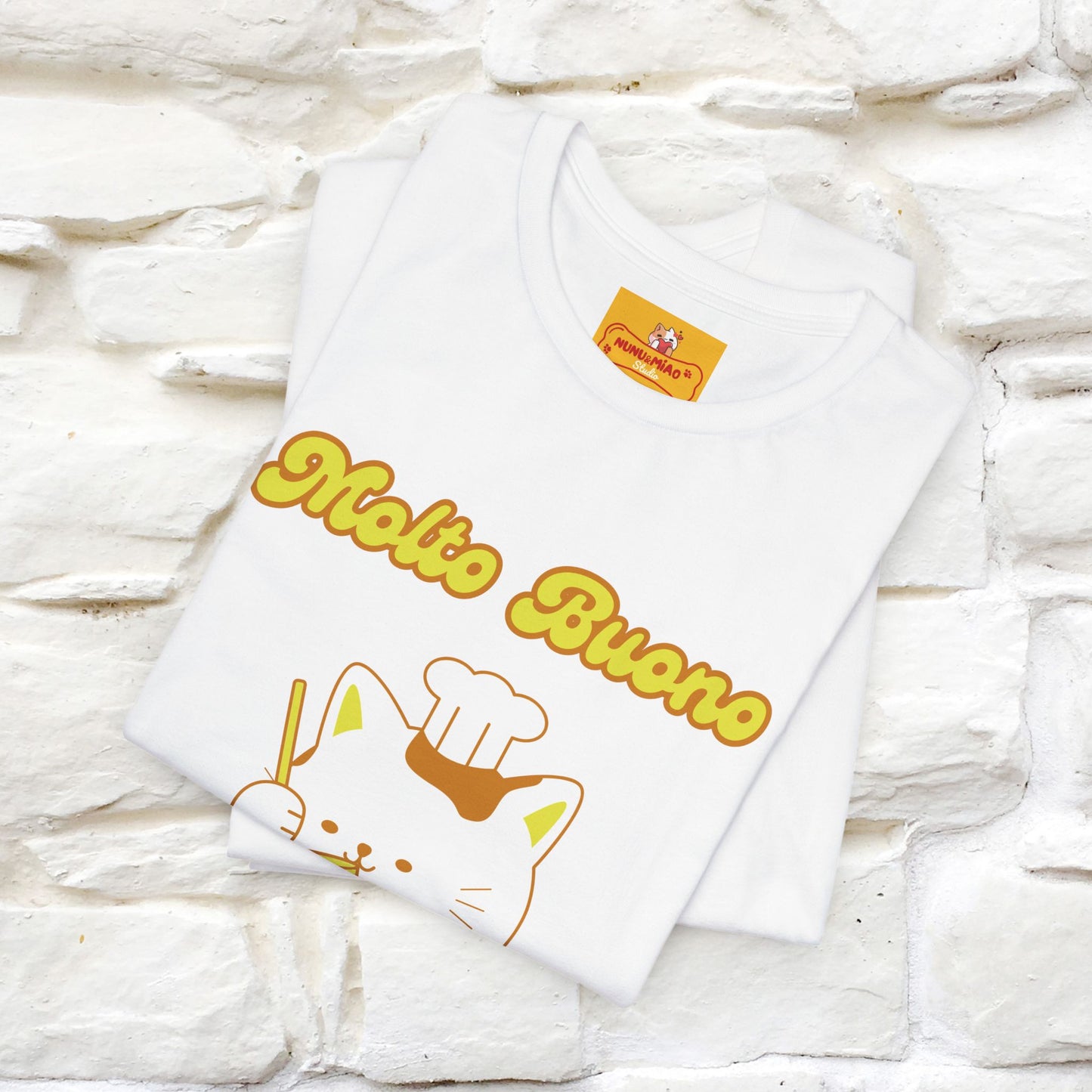 “Molto Buono Cat T-Shirt | Italian-Inspired Cat Shirt for Men & Women | 100% Cotton”