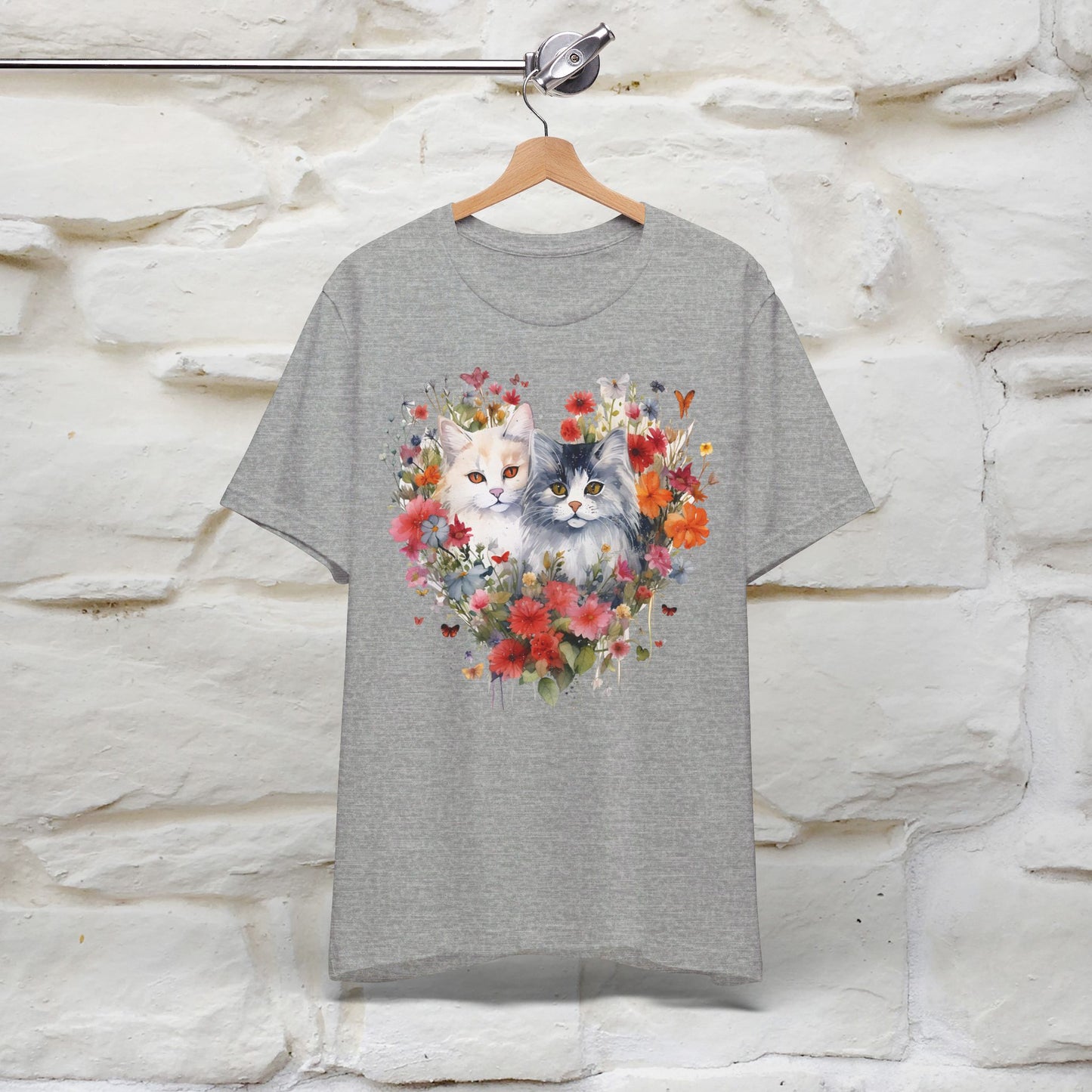 ''Heart Of Flower'' Cat T-shirt for Women 100% Cotton* - Nunu&Miao Studio