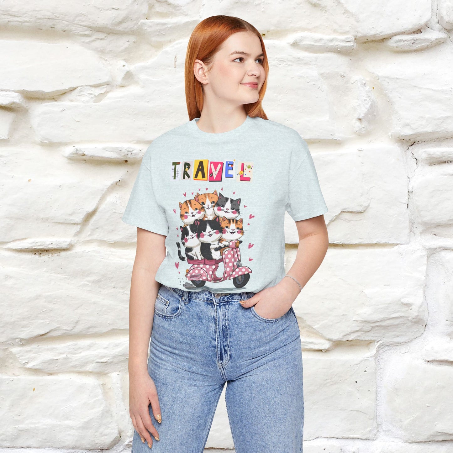 ''Travel'' Cat T-shirt for Women 100% Cotton* - Nunu&Miao Studio