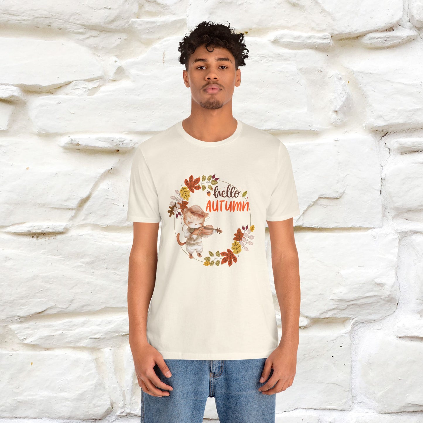 "Hello Autumn" Cat T-Shirt for Men & Women | 100% Cotton* | Cozy Fall Fashion - Nunu&Miao Studio