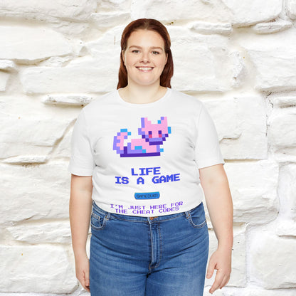 "Life Is A Game, I Am Just Here Fo The Cheat Code" Funny Cat T-Shirt for Men & Women | 100% Cotton*