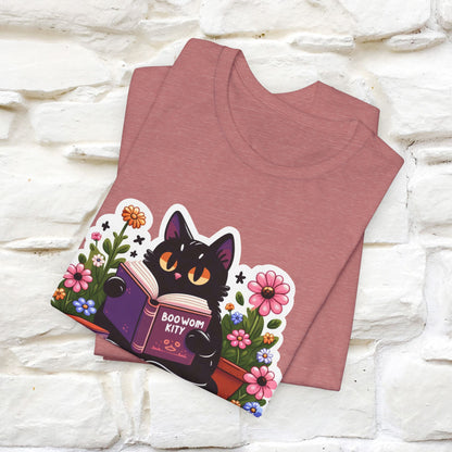 "Bookworm Kitty" Cat T-Shirt for Women | 100% Cotton* | Book Lover Tee