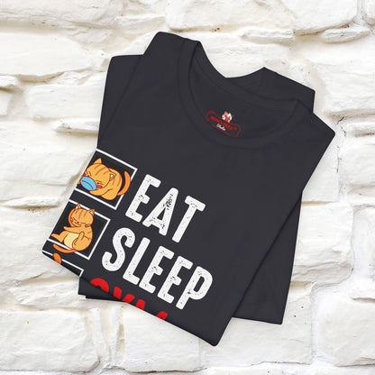 Eat Sleep Gym Repeat Cat Workout T-Shirt for Men & Women | 100% Cotton*