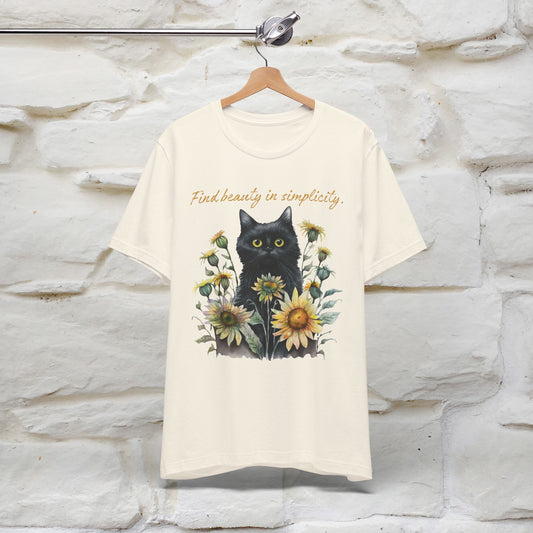 Find Beauty in Simplicity" Cat T-Shirt for Men & Women | 100% Cotton* | Minimalist Cat Lover Tee