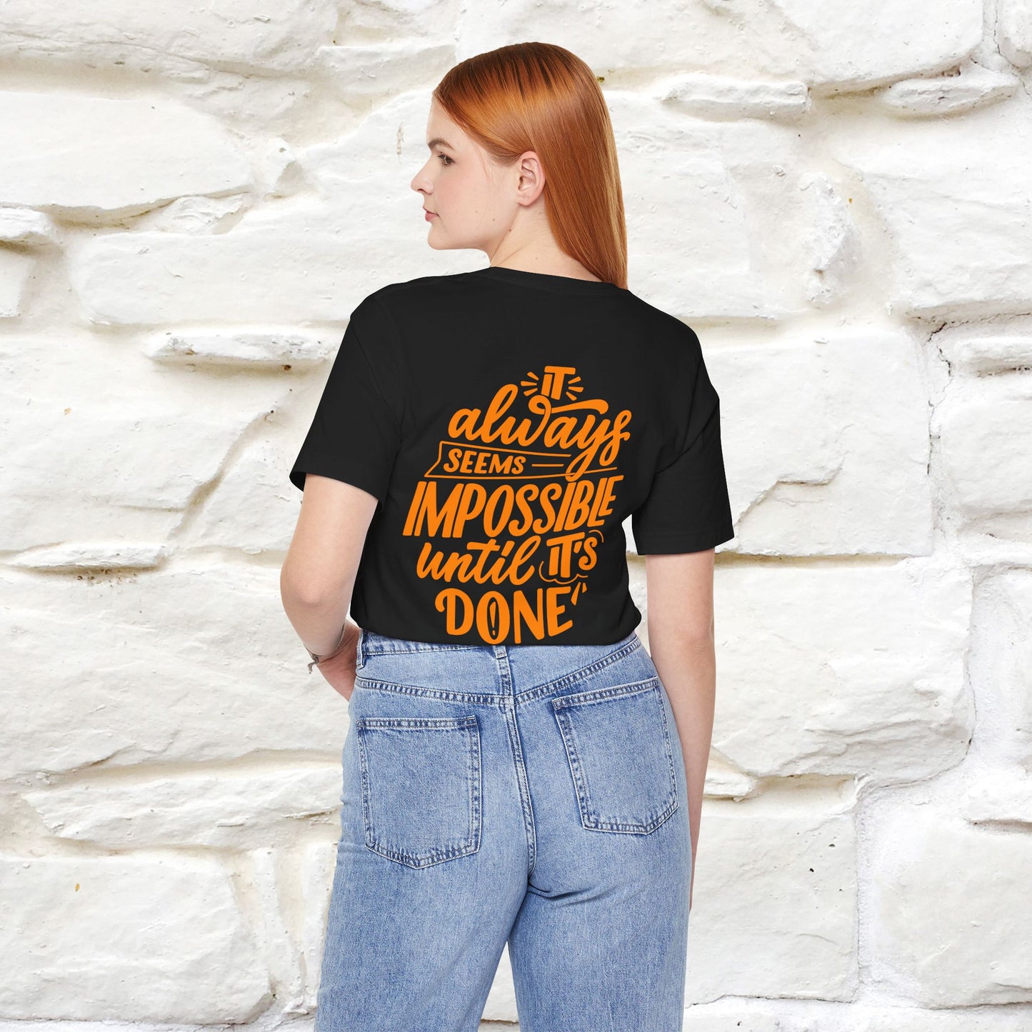 "It Always Seems Impossible Until It’s Done" Cat T-Shirt| Front & Back Design | Nunu&Miao Studio