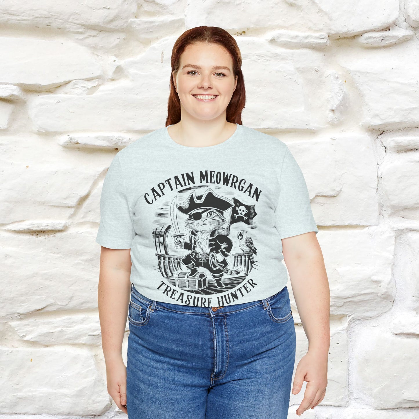 Captain Meowrgan Treasure Hunter T-Shirt | Adventure Cat Tee for Men & Women | 100% Cotton*