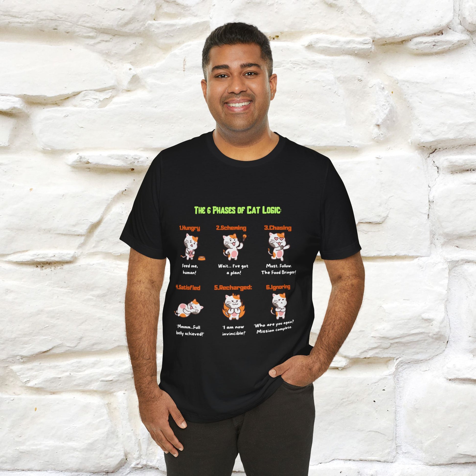 "The 6 Phases of Cat Logic" Hilarious Cat T-Shirt  | Nunu&Miao Studio - Nunu&Miao Studio