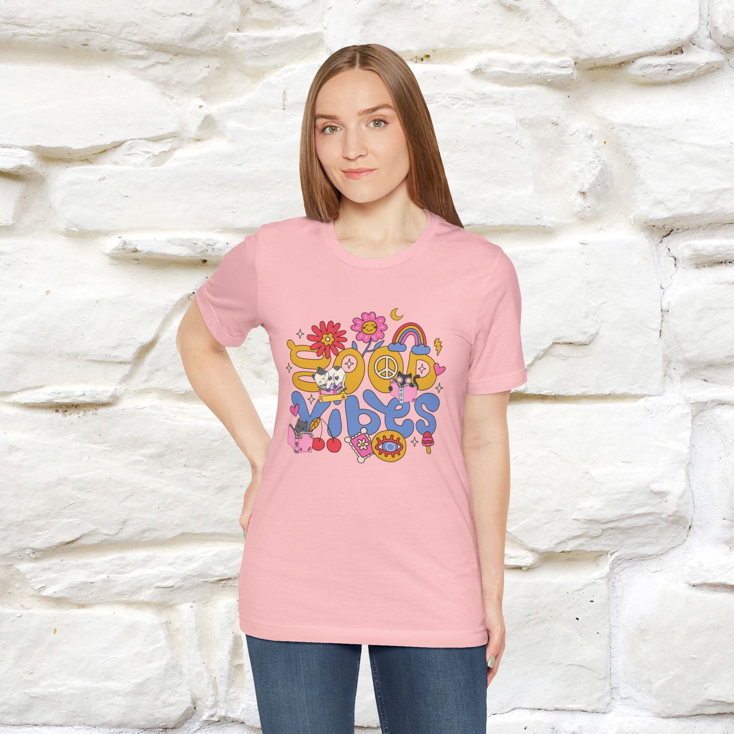 ''Good Vibes'  Cat T-shirt for Women 100% Cotton*