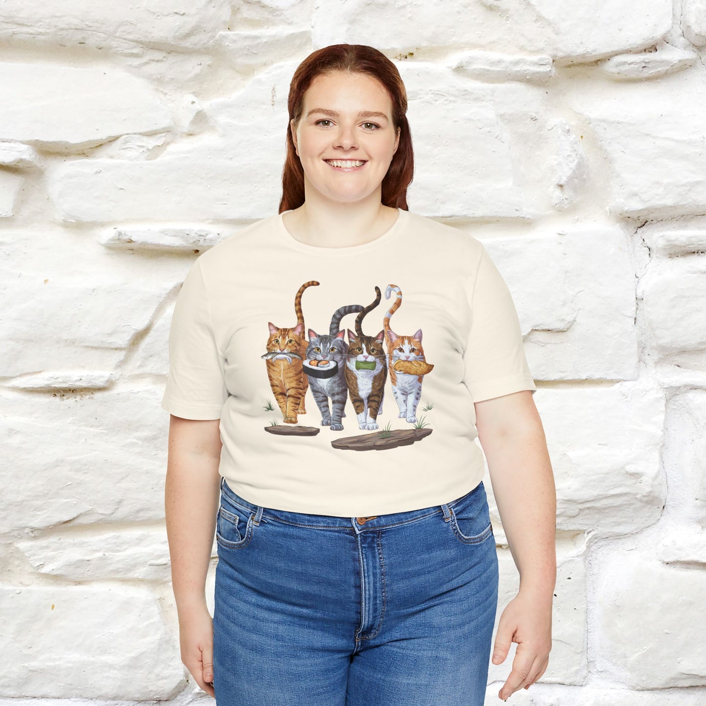 Four Cats' Feast: Feline Food Frenzy T-Shirt for Men & Women | 100% Cotton*