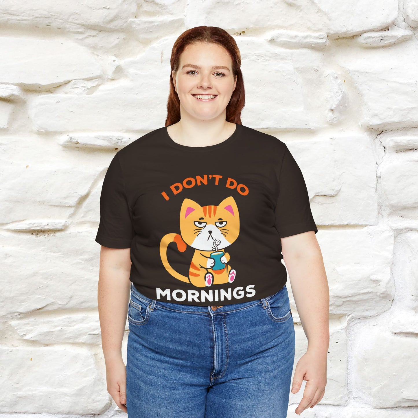 ''I Don't Do Mornings''  Cat T-shirt for Men and Women 100% Cotton*