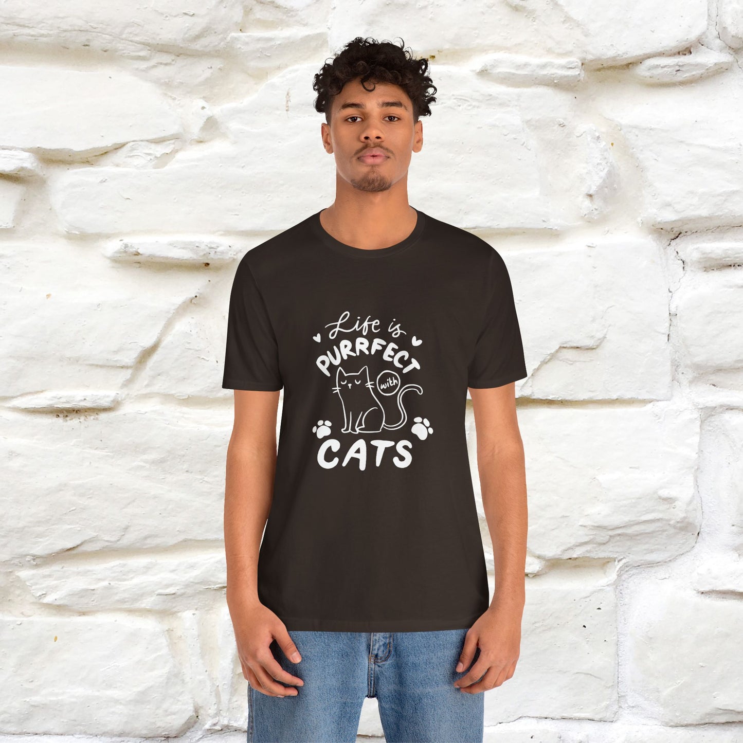 "Life Is Purrfect With Cats" Cat T-Shirt for Men & Women | 100% Cotton* | Funny Tee 🐾