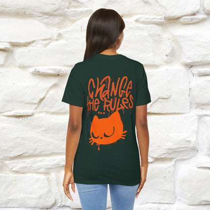 ''Change The Rules''  Cat T-shirt for Men Front And Back Design 100% Cotton*