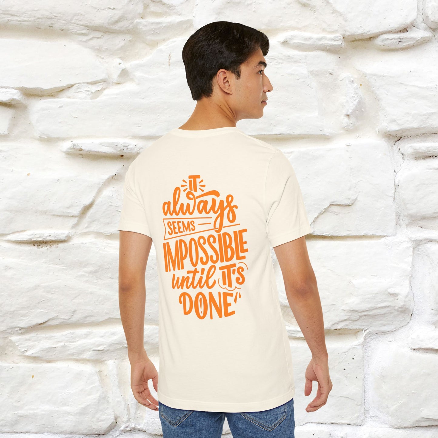 "It Always Seems Impossible Until It’s Done" Cat T-Shirt| Front & Back Design | Nunu&Miao Studio