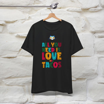 ''All You Need Is Love and Tacos'' T-shirt for Man 100% Cotton* - Nunu&Miao Studio