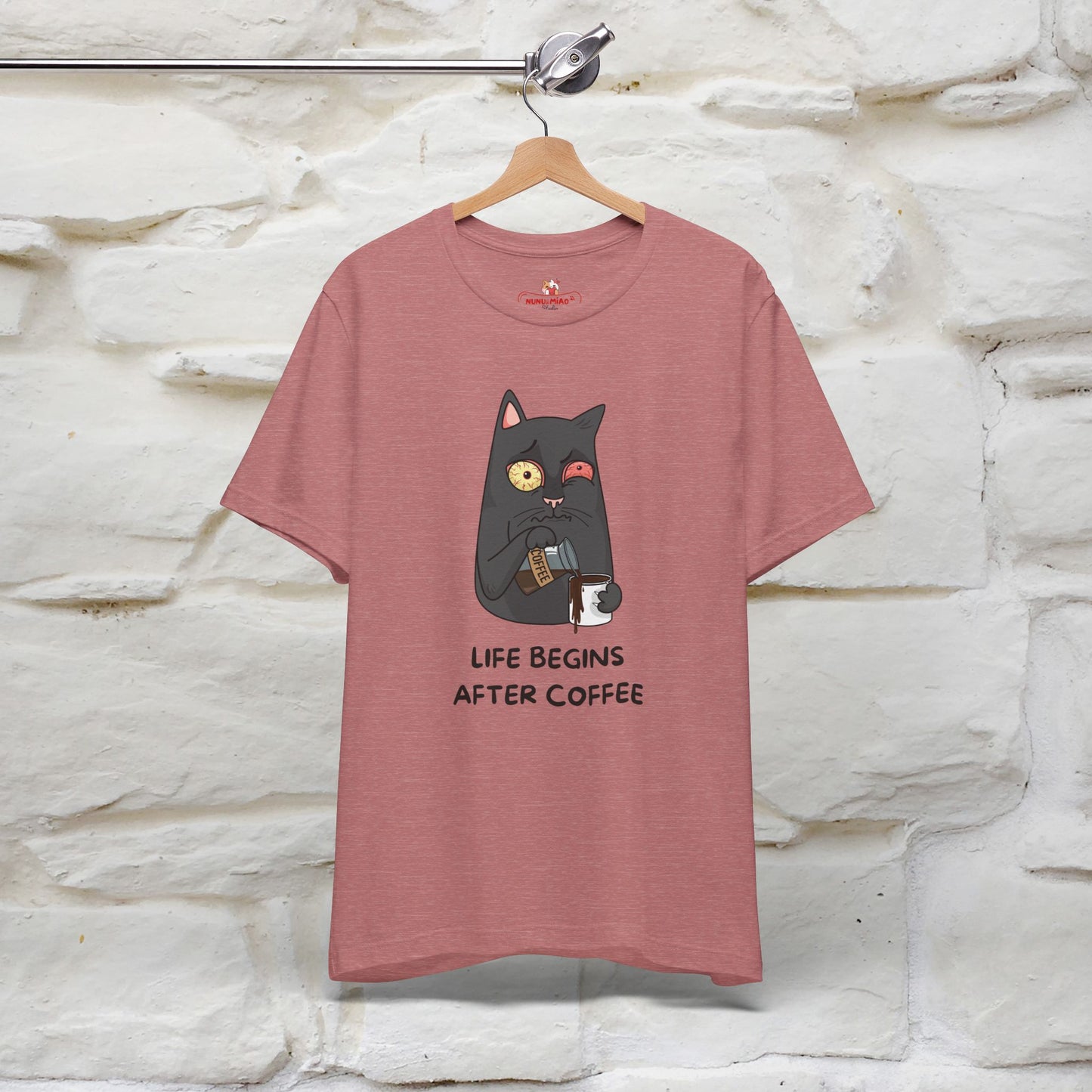 ''Life Begings After Coffe''  Cat T-shirt for Men and Women  100% Cotton*