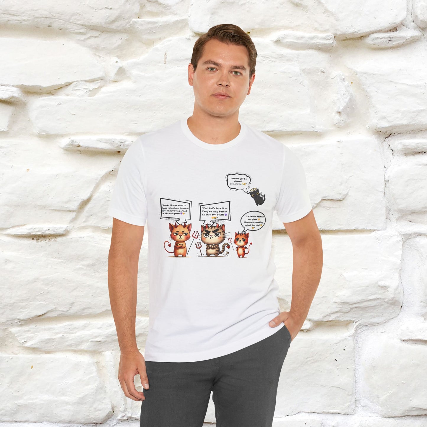 "Humans Are Way Ahead In The Evil Game! 😈😼" Cat  T-shirt |Nunu&Miao Studio - Nunu&Miao Studio