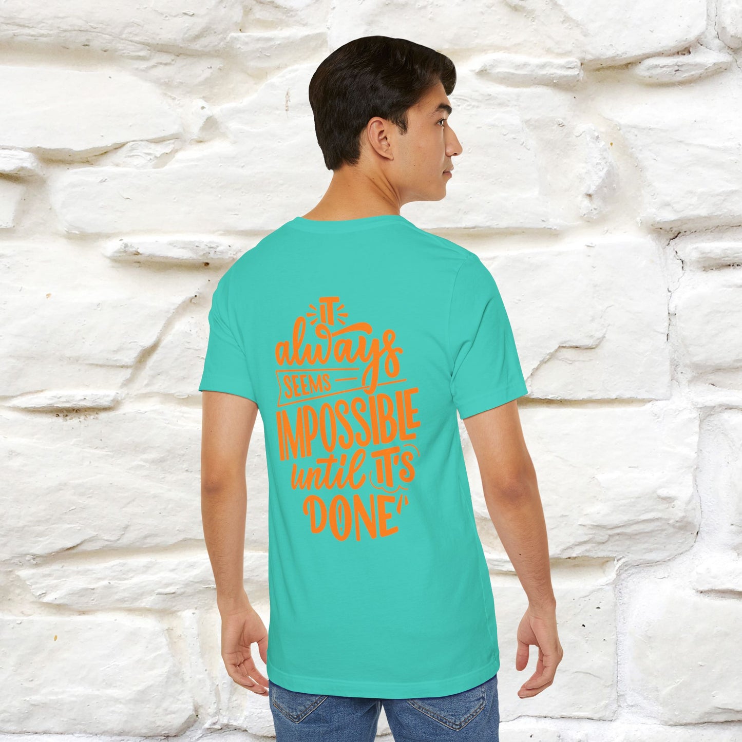 "It Always Seems Impossible Until It’s Done" Cat T-Shirt| Front & Back Design | Nunu&Miao Studio