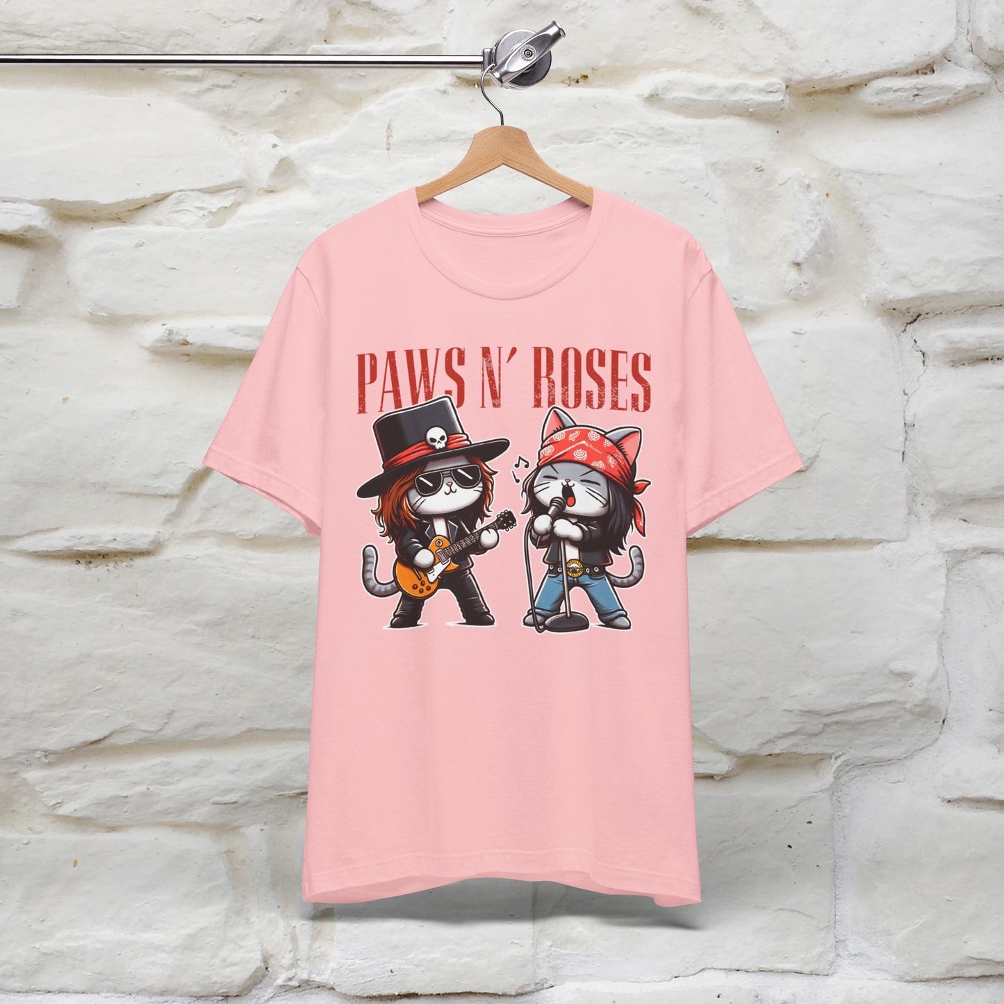 Paws N' Roses T-Shirt | Rock-Inspired Cat Lover Tee for Men & Women | 100% Cotton*