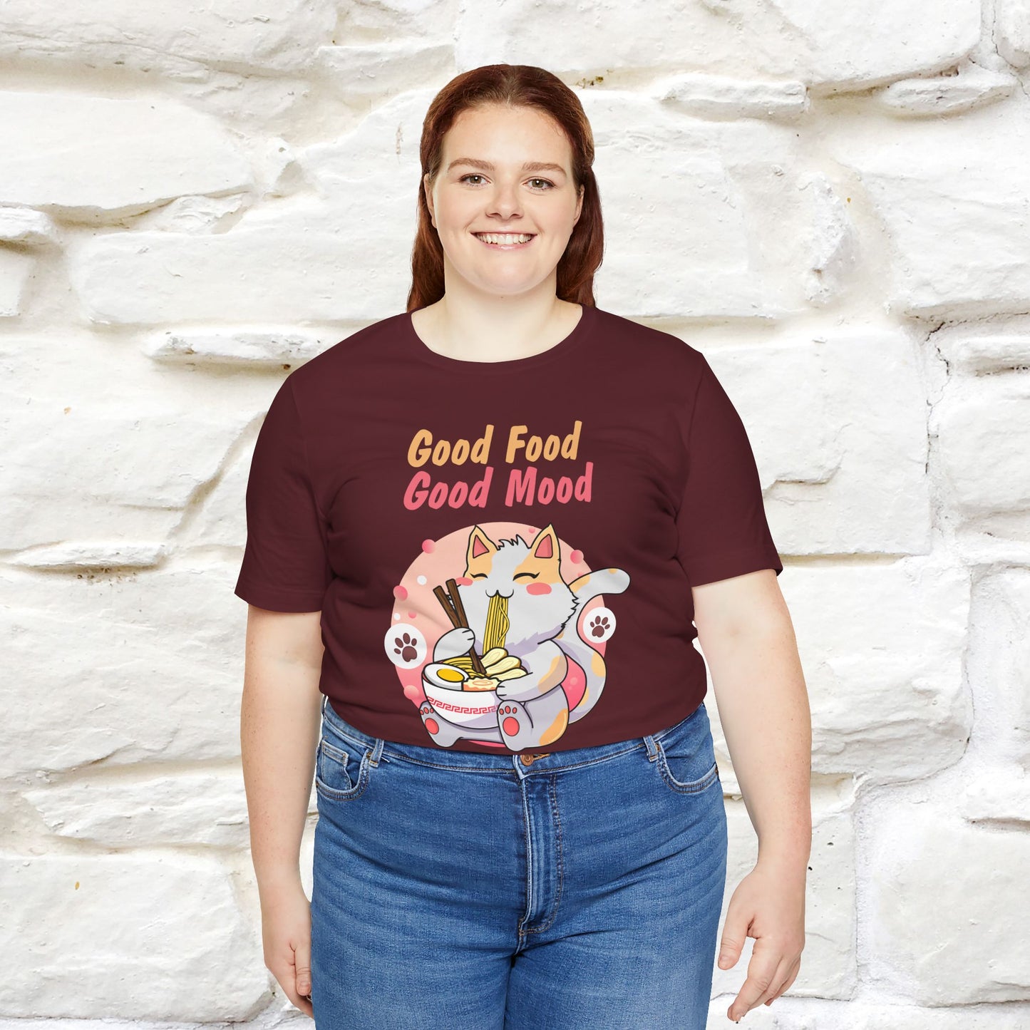 "Good Food Good Mood" Cat T-shirt for Men & Women | 100% Cotton*