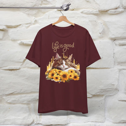 ''Life Is Good'' Cat T-shirt for Women 100% Cotton* - Nunu&Miao Studio