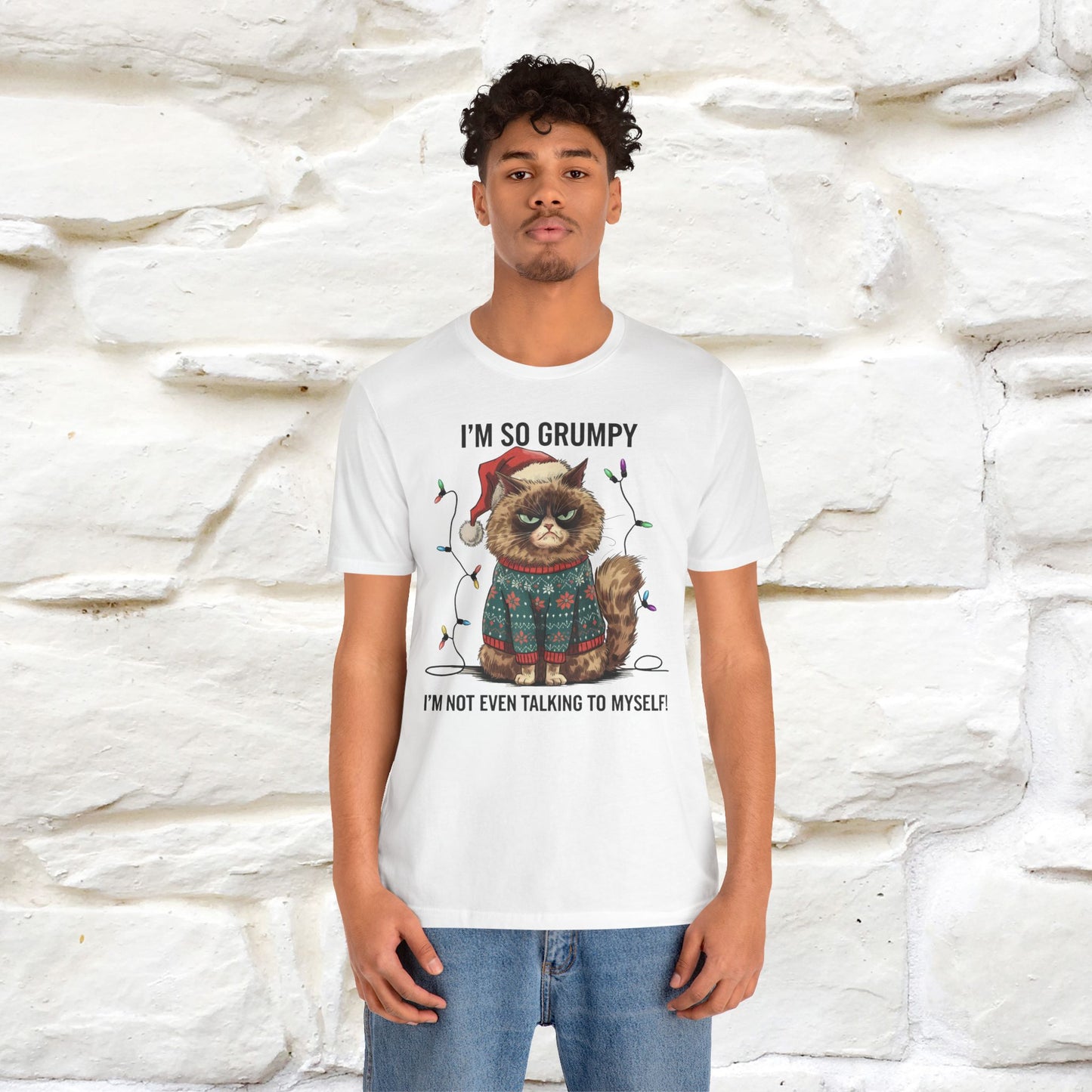 I'm So Grumpy, I'm Not Even Talking to Myself | Funny Cat Christmas Shirt for Men & Women | 100% Cotton