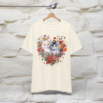 ''Heart Of Flower'' Cat T-shirt for Women 100% Cotton* - Nunu&Miao Studio