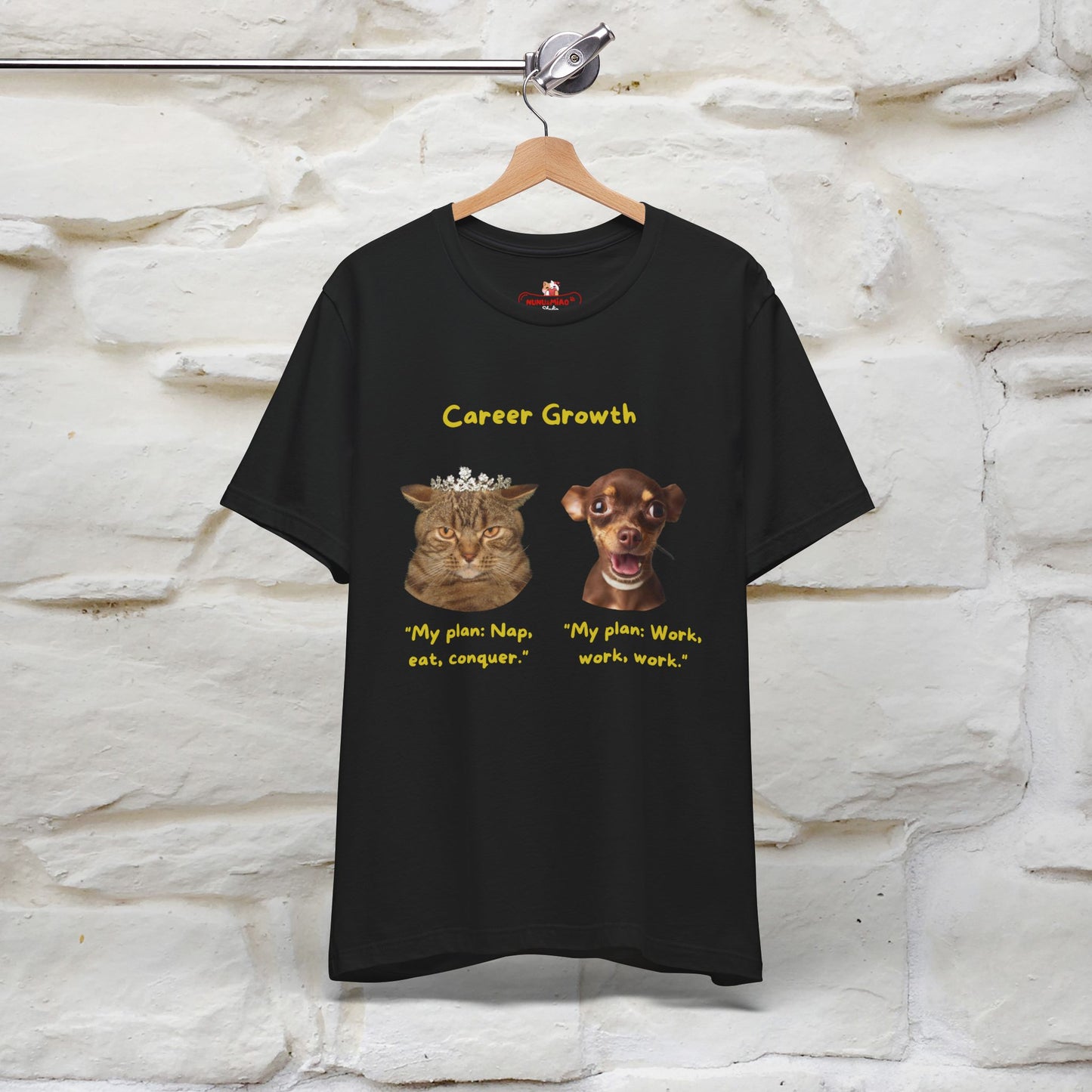 "Career Growth: Cat vs. Dog" Funny T-Shirt for Men & Women | 100% Cotton* 🐾