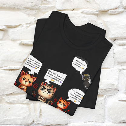 ''Humans Are Way Ahead In The Evil Game! 😈😼'' Unisex Cat T-shirt 100% Cotton*