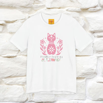 "Positive Energy'' Cat T-Shirt Front and Back Design | Nunu&Miao Studio