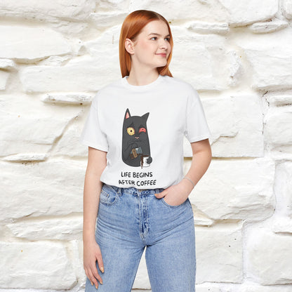 ''Life Begings After Coffe''  Cat T-shirt for Men and Women  100% Cotton*