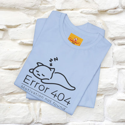 ''Error 404 Motivation Not Found'' Cat T-Shirt Front and Back Design | Nunu&Miao Studio