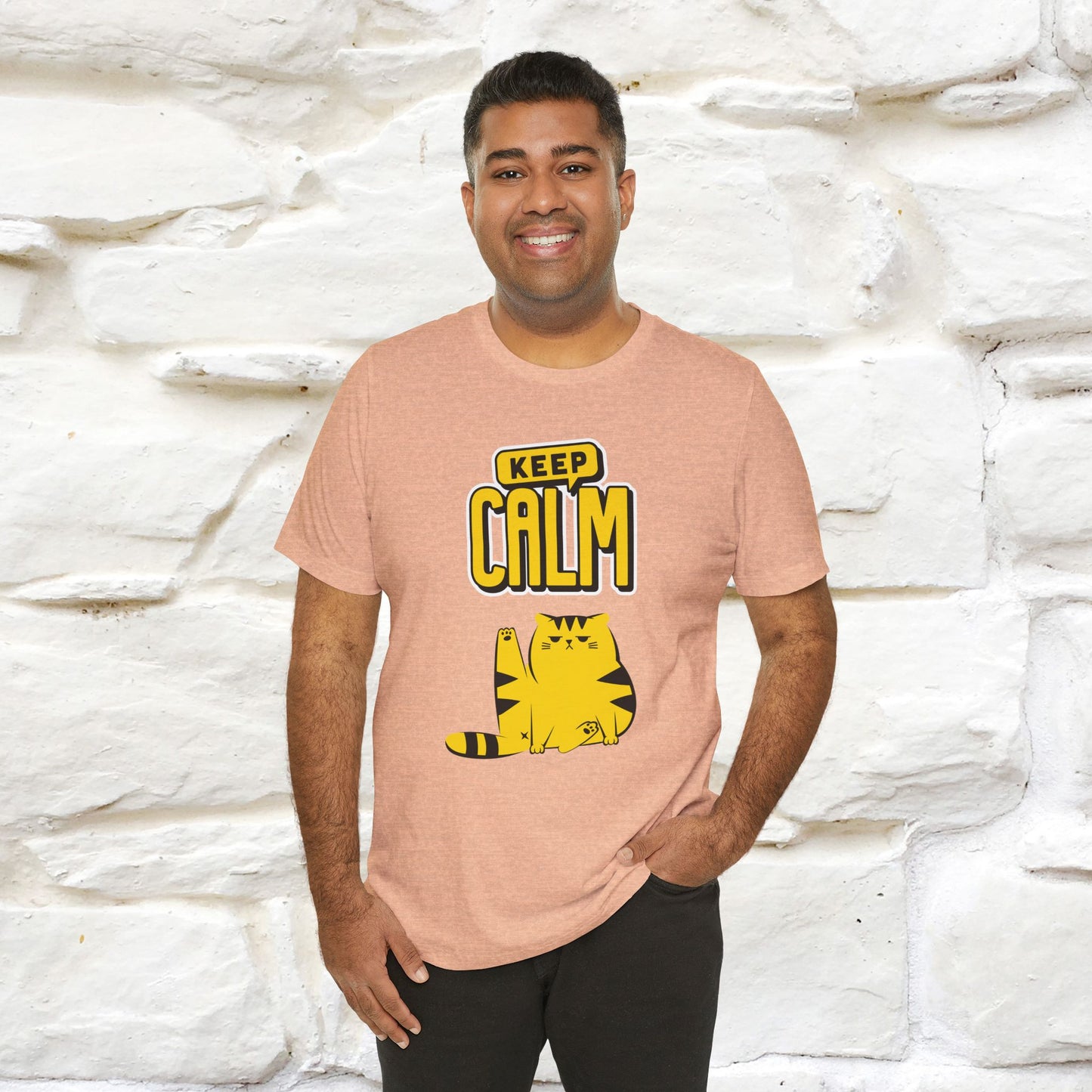 Keep Calm Cat T-Shirt for Men & Women | 100% Cotton* Relaxed Cat Lover Tee