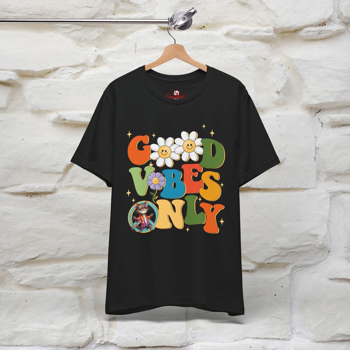 Good Vibes Only Cat T-Shirt for Men & Women | 100% Cotton* Positive Cat Lover Tee