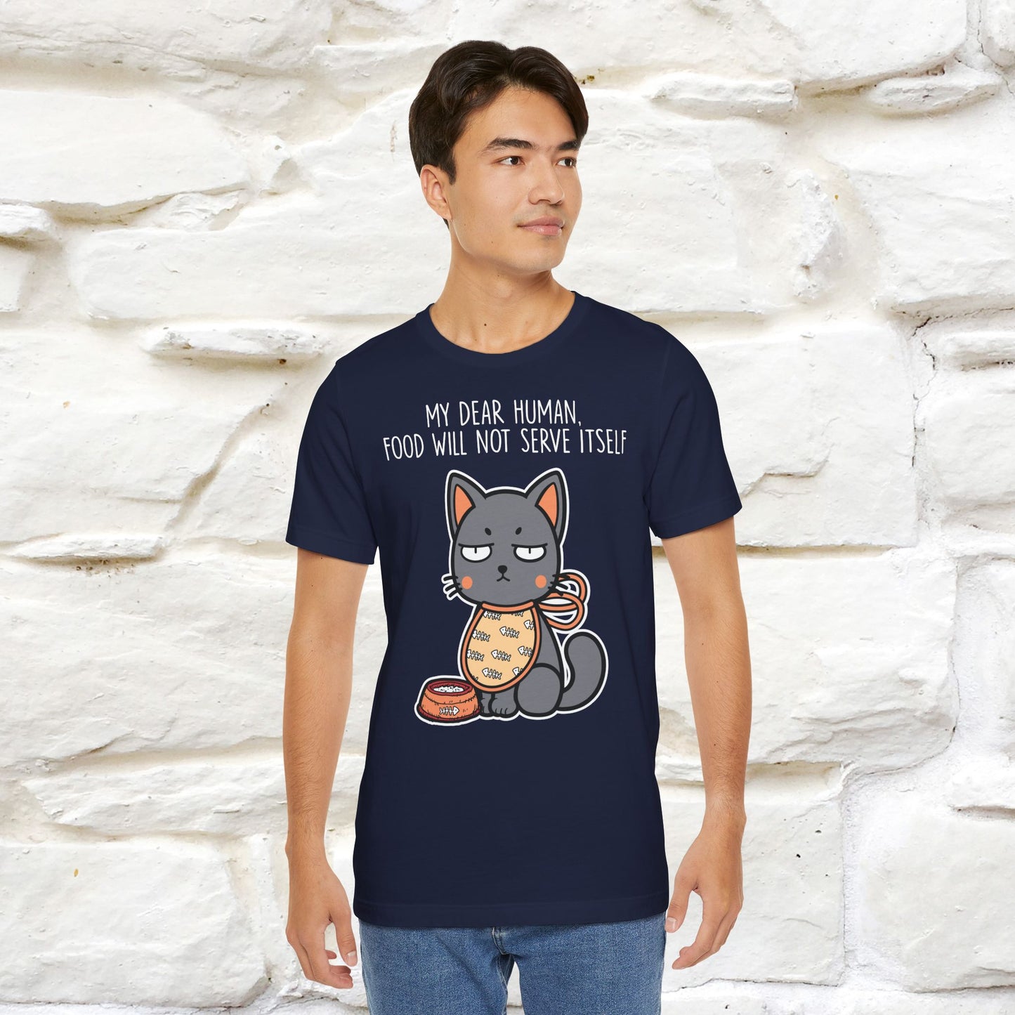 "Dear Human, Food Will Not Serve Itself" Funny Cat T-Shirt for Men & Women | 100% Cotton* 🐾