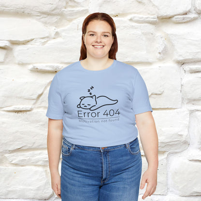 ''Error 404 Motivation Not Found'' Cat T-Shirt Front and Back Design | Nunu&Miao Studio