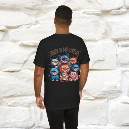 "Where Is My Coffe?" Cat T-Shirt | Front & Back Design | Nunu&Miao Studio
