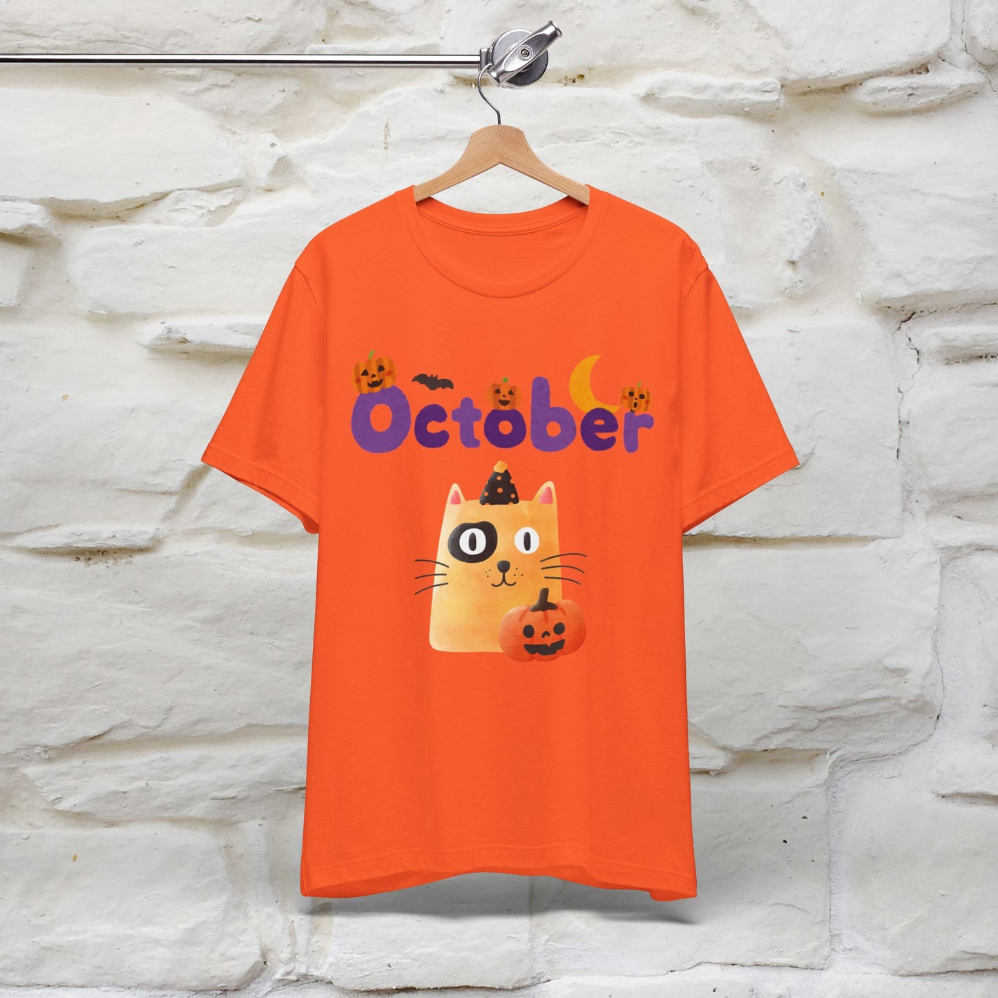 ''October Halloween'' Cat Unisex T-shirt 100% Cotton*