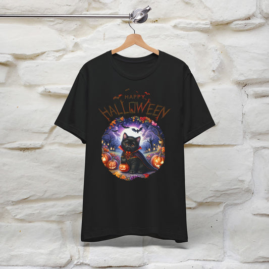 ''🎃Happy Halloween Pumking Black Cat'' Unisex T-shirt 100% Cotton*